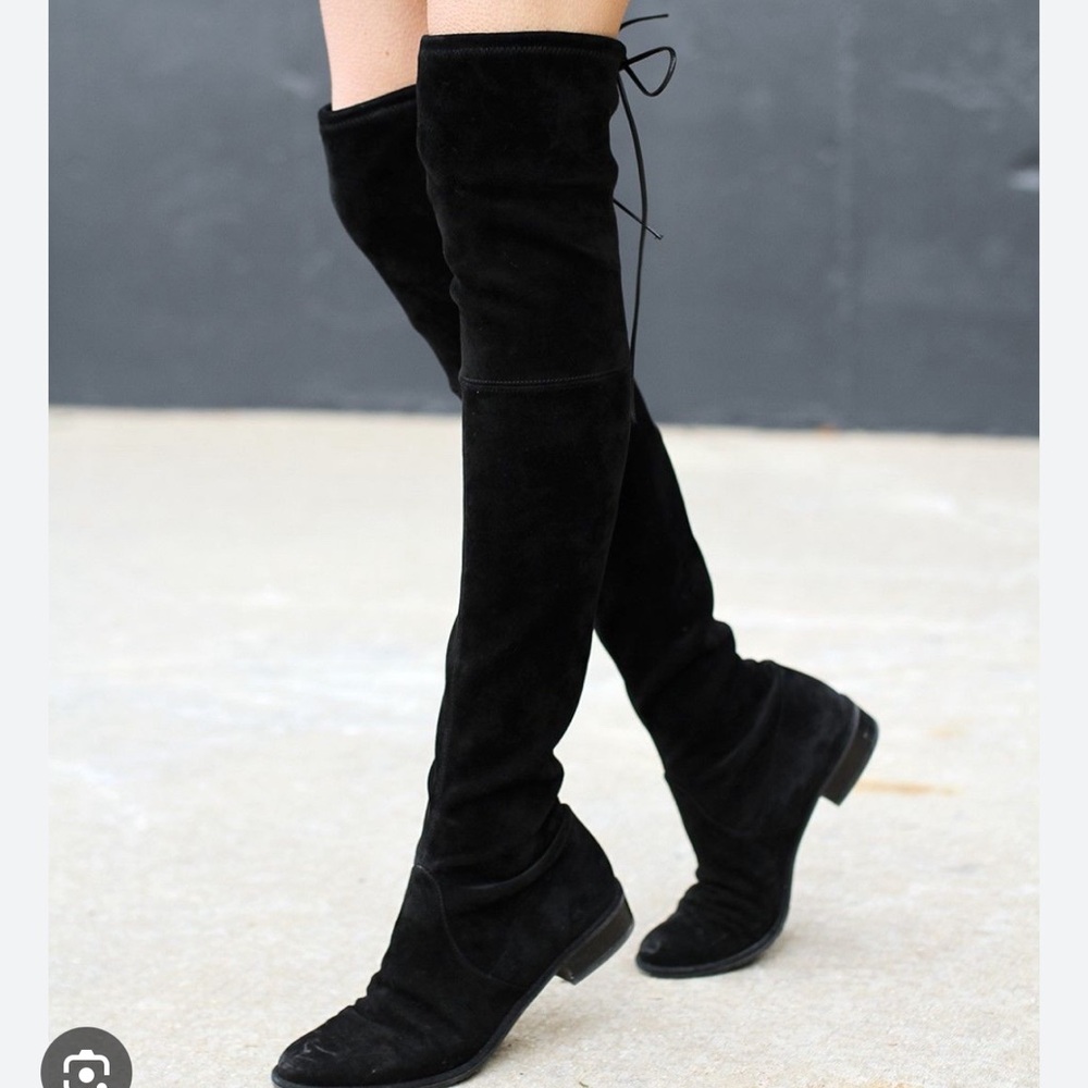 Stuart Weitzman over the knee lowland suede boot black